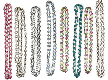 Lot Faceted Crystal Glass Gold Tone Necklaces 8pc