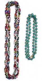 Murano Millefiori Italian Art Glass Bead Necklaces