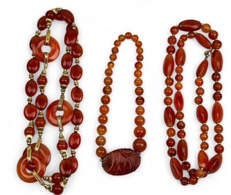 Carnelian Gemstone Necklace Choker 3 pc Lot