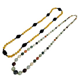 Multi-Gemstone Graduated Beaded Necklace 2pc