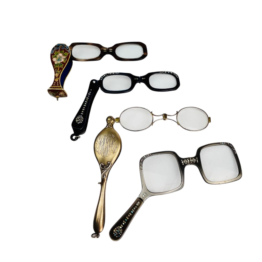 Opera Theater Lorgnette Bejeweled Folding Glasses (1 of 9)
