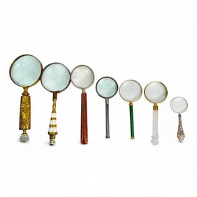 Silverplate Brass Handle Magnifying Glasses 7p LOT