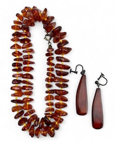 Baltic Amber Nugget Necklace Drop Earring LOT