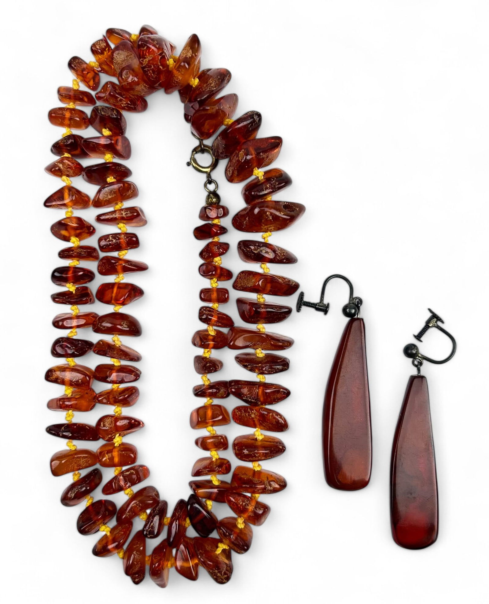 Baltic Amber Nugget Necklace Drop Earring LOT (1 of 5)