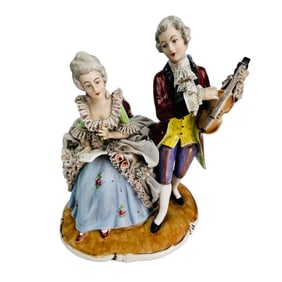 Dresden Porcelain Lace 8" Romantic Couple Figurine
