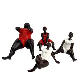Neptali Valero 20th C Lady Figural Sculpture 4pc