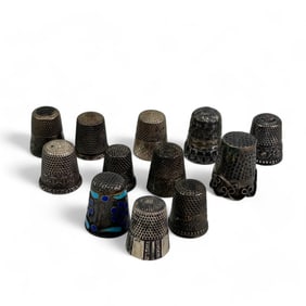 12pc Lot Sterling Silver 925 Sewing Thimbles