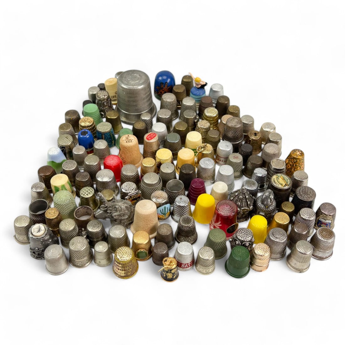 Estate Lot 100+ Sewing Thimble Glass Metal Ceramic (1 of 6)