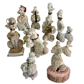 Mid Century Ceramic Spaghetti Poodle Figurine 12pc