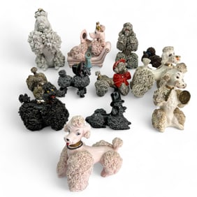 Collection 12 Ceramic Spaghetti Poodle Dog Figures