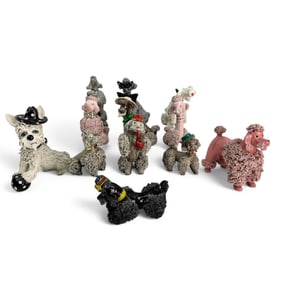 12 Mid Century Ceramic Spaghetti Poodle Figurines