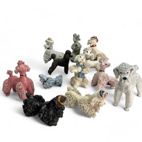 Lot 12 Ceramic Spaghetti Poodle K9 Dog Figurines
