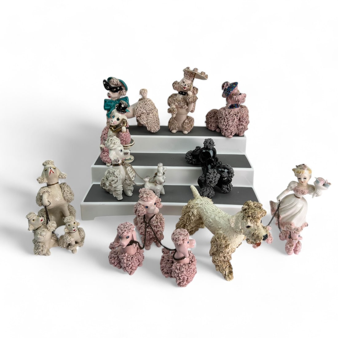 Ceramic Spaghetti Poodle Dog Figurines ESTATE LOT (1 of 6)