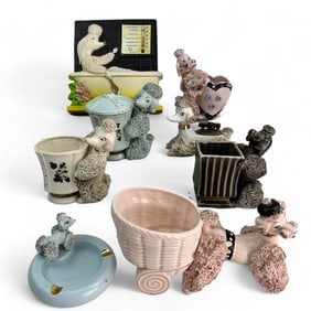 Ceramic Spaghetti Poodle Planter Lighter Ashtray