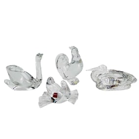 Baccarat Swan Rooster Pelican Dove Glass Figurines