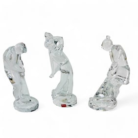 Baccarat Crystal Golfer Art Glass Figurine LOT
