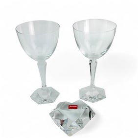 Baccarat Crystal Opera Bar Goblets & Paperweight