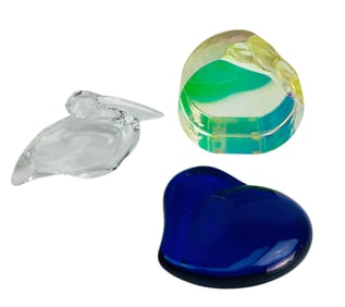 Tiffany Baccarat Crystal Paperweight 3Pc Lot