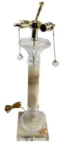 Mid Century Onyx Glass & Lucite Desk Table Lamp