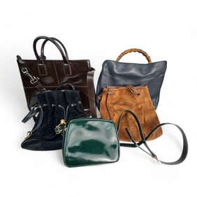 Gucci Italian Designer Leather Handbag Purse 5pc