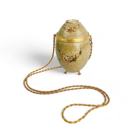 Vivian Alexander Enameled Egg Clock Handbag Purse