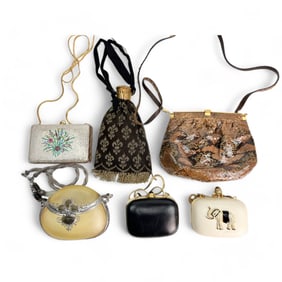 Bejeweled Beaded Snakeskin Leather Purse Bag LOT