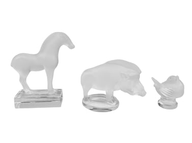 Lalique Horse Boar Finch Bird Paperweight Seal LOT