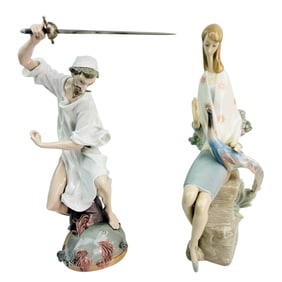 Lladro Wrath of Don Quixote & Girl w/ Pheasant LOT