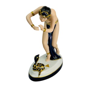 Royal Dux Art Deco 9" Nude Snake Charmer Figurine