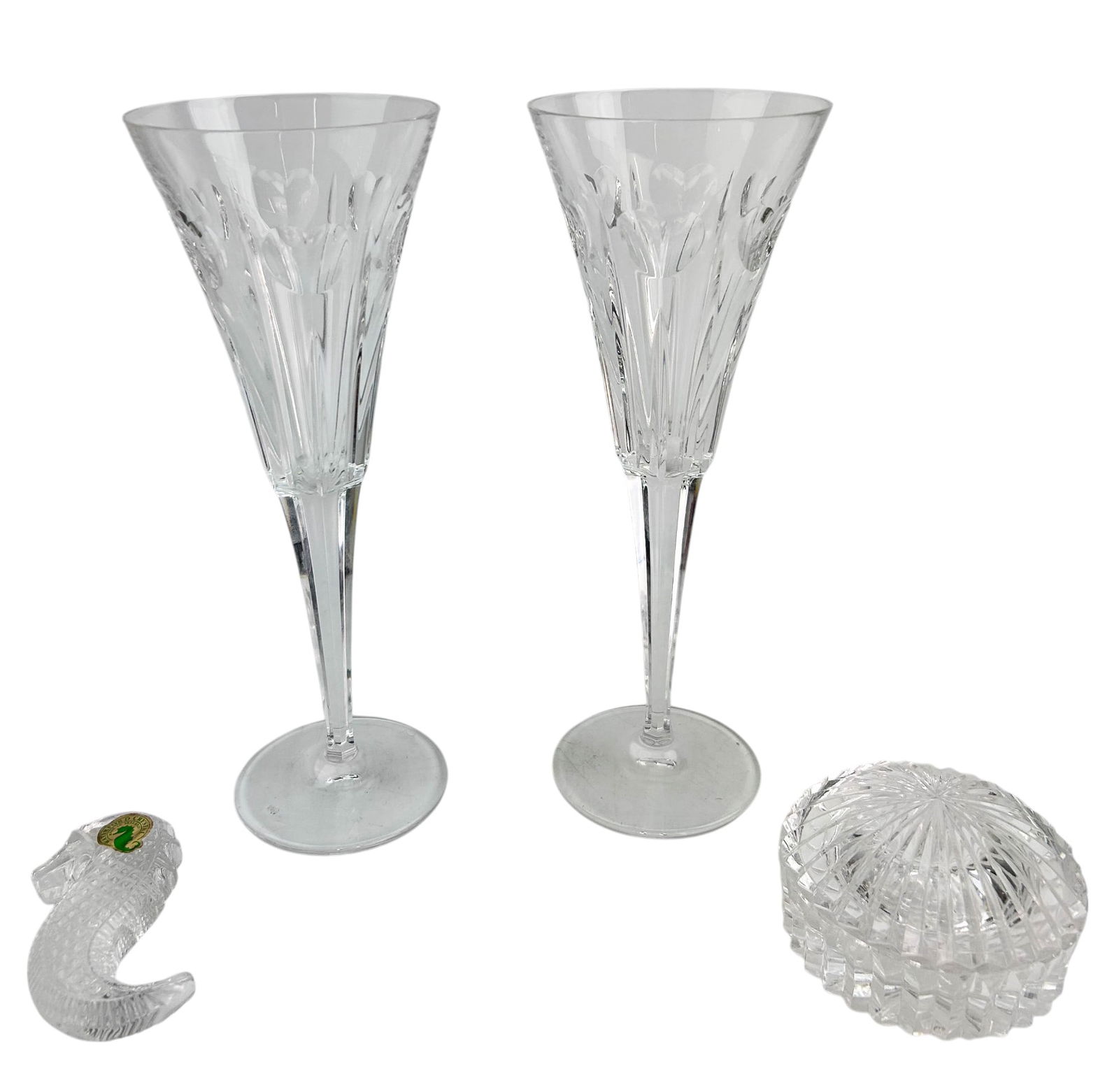 Waterford Champagne Flutes Box & Seahorse 4pc LOT (1 of 5)