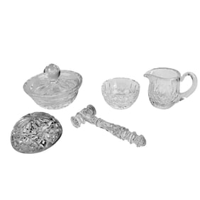 Waterford Crystal Mini Creamer Sugar Gavel 5pc LOT