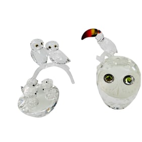 Swarovski Crystal Toucan Owl Bird Nest Figurine 4p