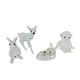 Swarovski Crystal Fawn Deer Chimp Kangaroo 4pc LOT