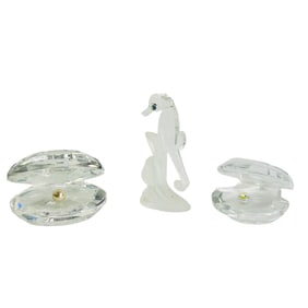 Swarovski Crystal Oyster Shell Pearl Seahorse 3pc