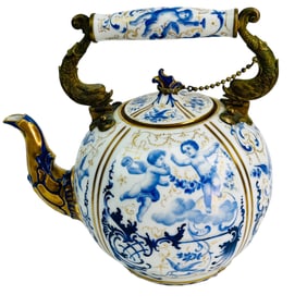 Royal Vienna Porcelain Winged Cherub & Dove Teapot