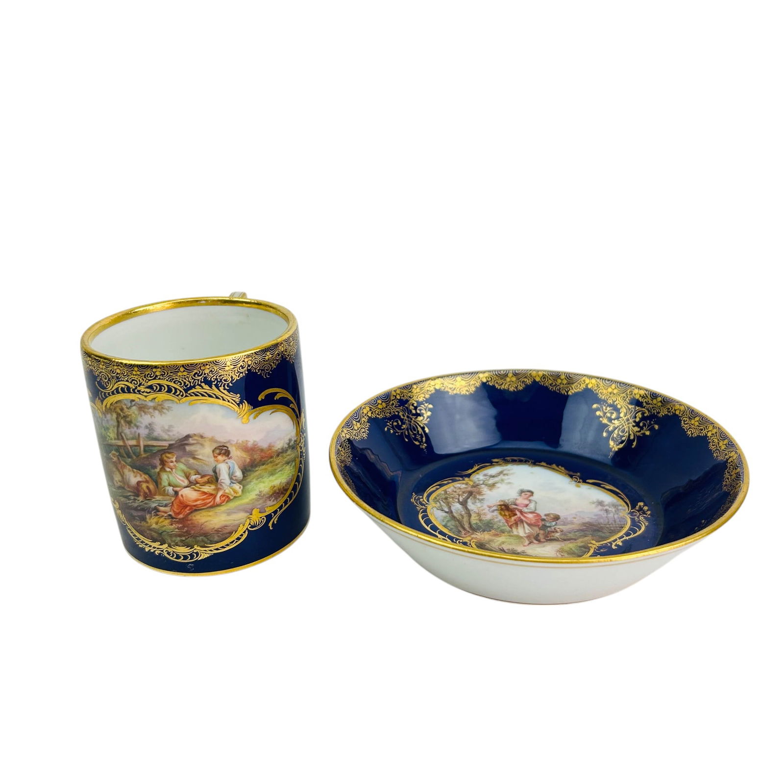 Meissen Porcelain Figural & Animal Tea Cup Saucer (1 of 8)