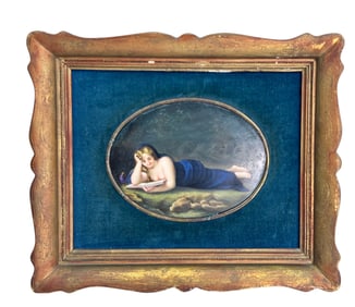 KPM Style Reclining Nude Painted Porcelain Plaque