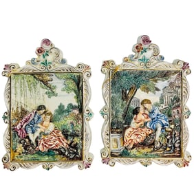 Capodimonte Romantic Couple Ceramic Wall Plaque PR