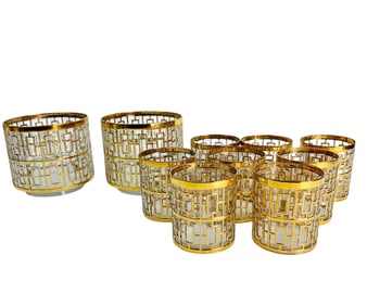Imperial Glass Shoji Whiskey Glass Ice Bucket LOT