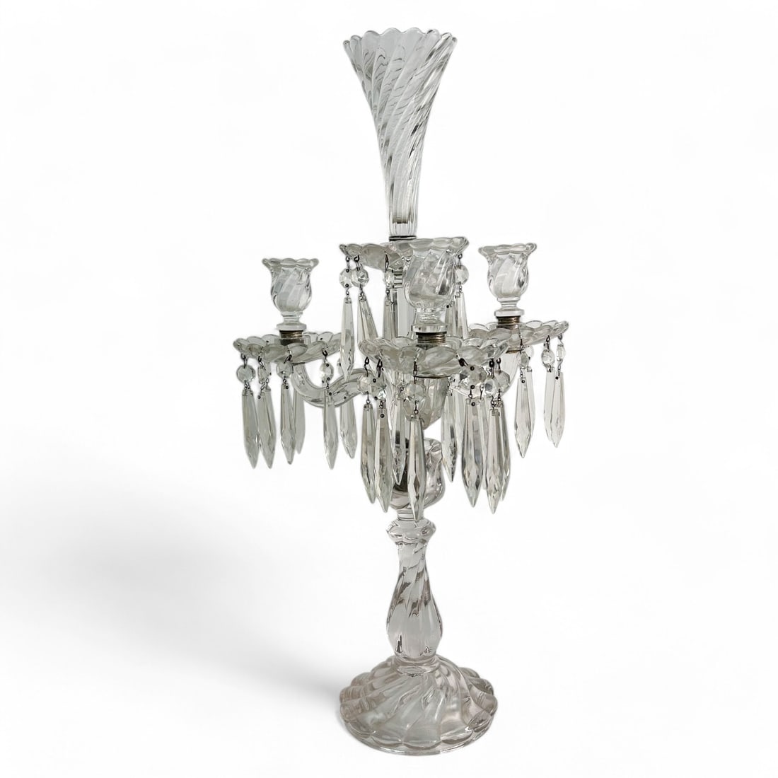 Antique Colony 3 Arm Glass Candelabra Candle Holder (1 of 8)