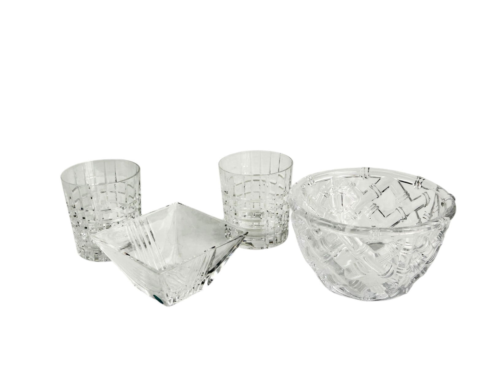 Tiffany Co Crystal Whiskey Glass Bowl Dish 4pc LOT (1 of 8)