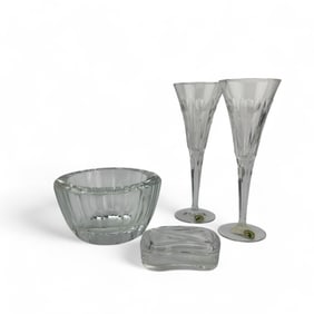 Steuben Waterford Tiffany Crystal Bowl Box Goblets