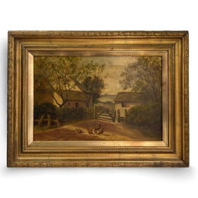 Old Farmhouse Rural Landscape Oil Painting SIGNED