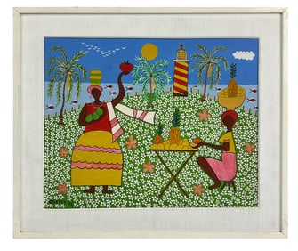 Fellipe Cortat Haitian 20thC Figural Oil Painting