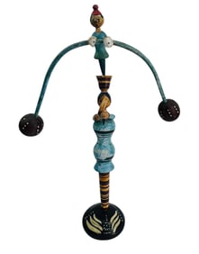 Whimsical Folk Art Painted Balancing Sculpture