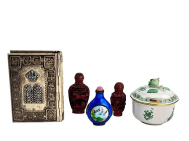 Herend Box Cinnabar Bottle Jewish Prayer Book LOT