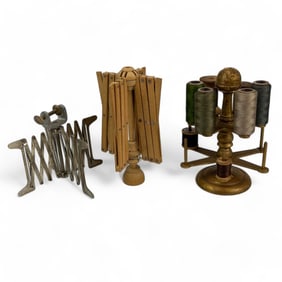 Vintage Lot Sewing Spool Holder Yarn Winding Swift