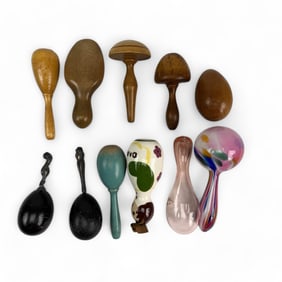 Darning Egg Lot Murano Style & Sterling Handles