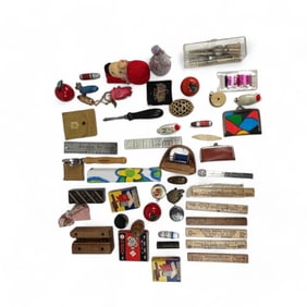 Assorted Vintage Tape Measure Cases Sewing Tools