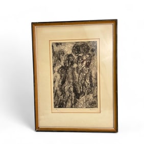 Abstract Figurative Black White LE Etching SIGNED